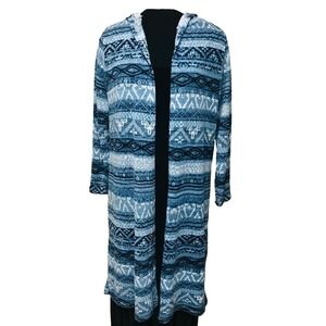 CATO Long Aztec Long Cardigan Duster Womens‎ 18/20W 1X 2X Hooded Striped Sweater